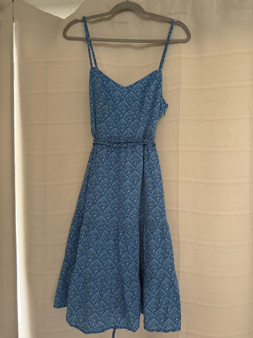 Vineyard Vines Blue Printed Spaghetti-Strap Midi Dress